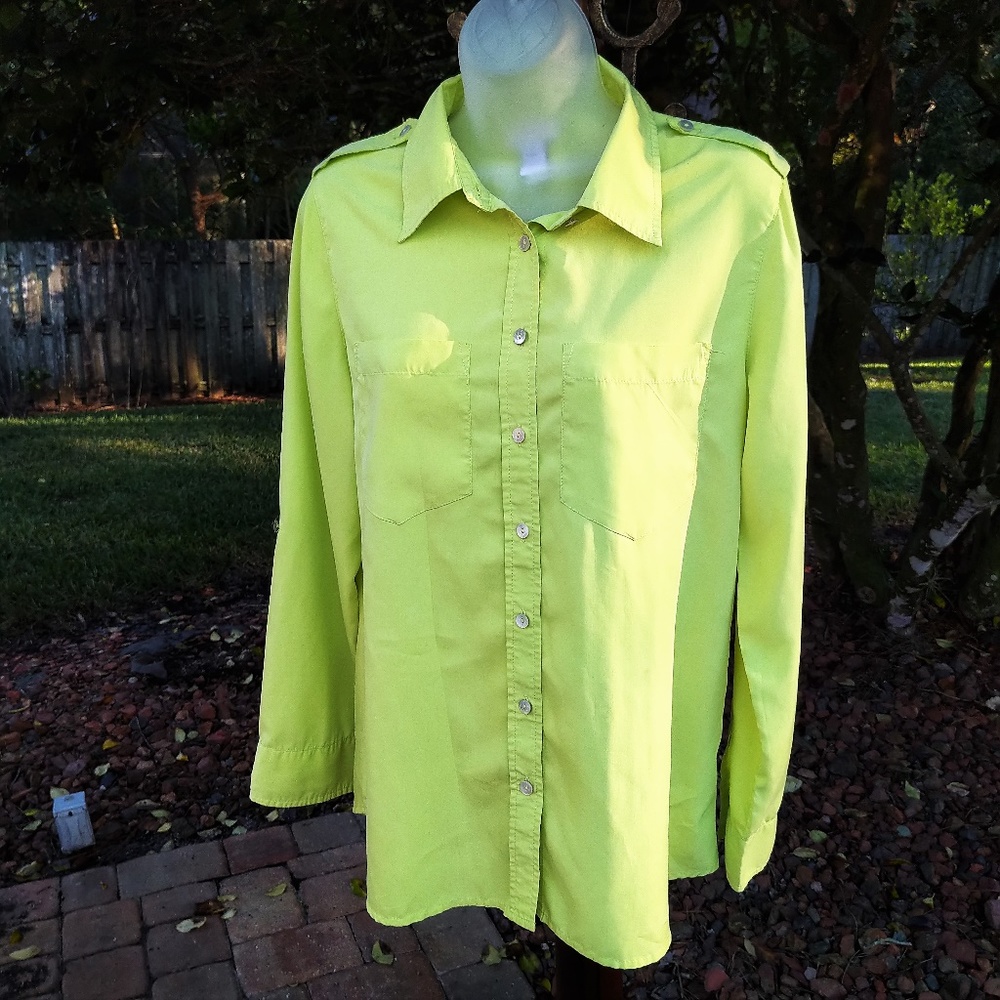 Chico's Soft Roll-Sleeve Blouse Like New M L - Picture 2 of 5